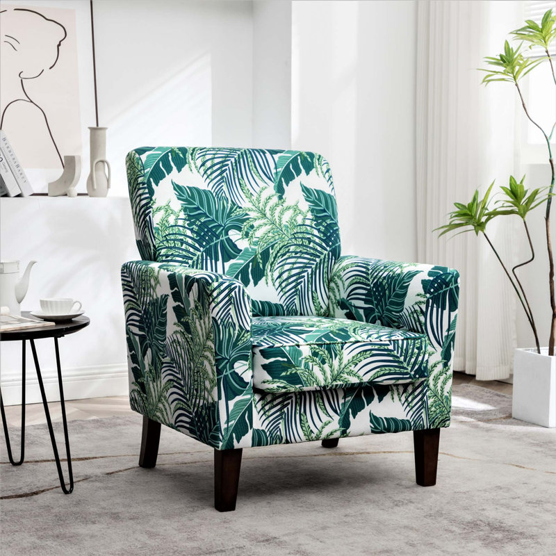 Chaise d'appoint à motifs en mélange de polyester avec structure en bois de bouleau massif et rembourrage en mousse