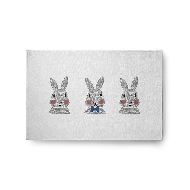 Tapis gris / rouge / bleu en chenille tissé à la machine Elioth, Rectangle 2 pi x 3 pi