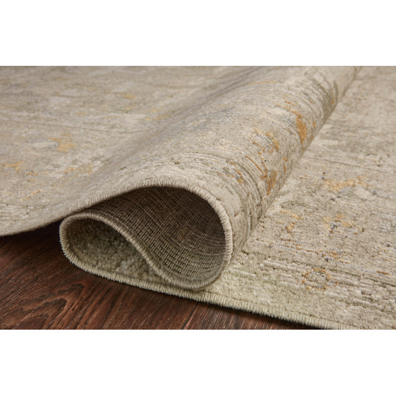 Ivory and Natural Rectangular Stain-Resistant Area Rug