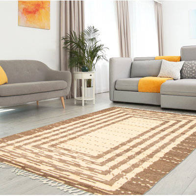 One-of-a-Kind Rectangle 5' X 8'4" New Age Wool Area Rug in Brown