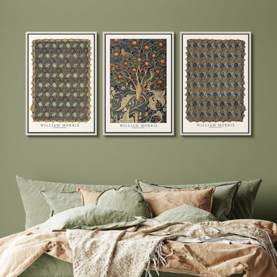 " William Morris Classic And Crafts Floral Botanical Illustrations Rustic Vintage Art Decor " 3 - Pieces on