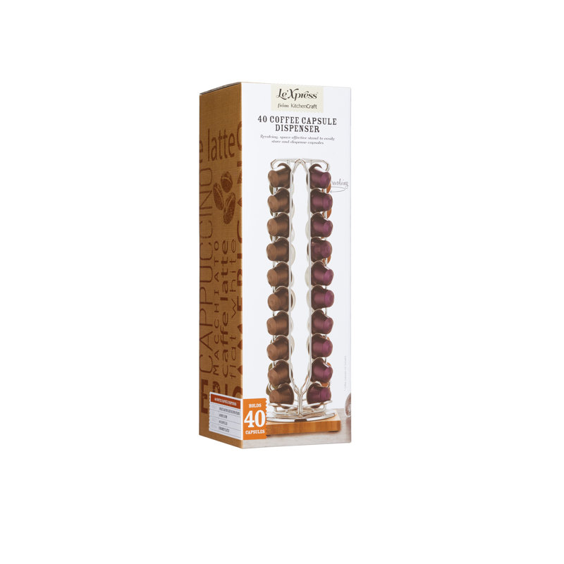 Le'Xpress 40 Coffee Capsule Dispenser with Bamboo Base