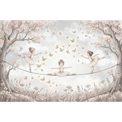 Papier peint ciel nuageux avec fleurs de prairie et décoration murale amovible