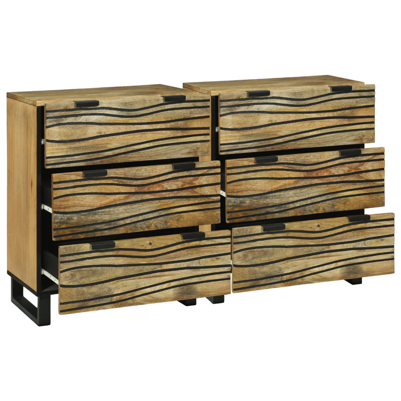 Sideboards 2 Pcs 60 X 33.5 X 75 Cm Solid Mango Wood, Brown