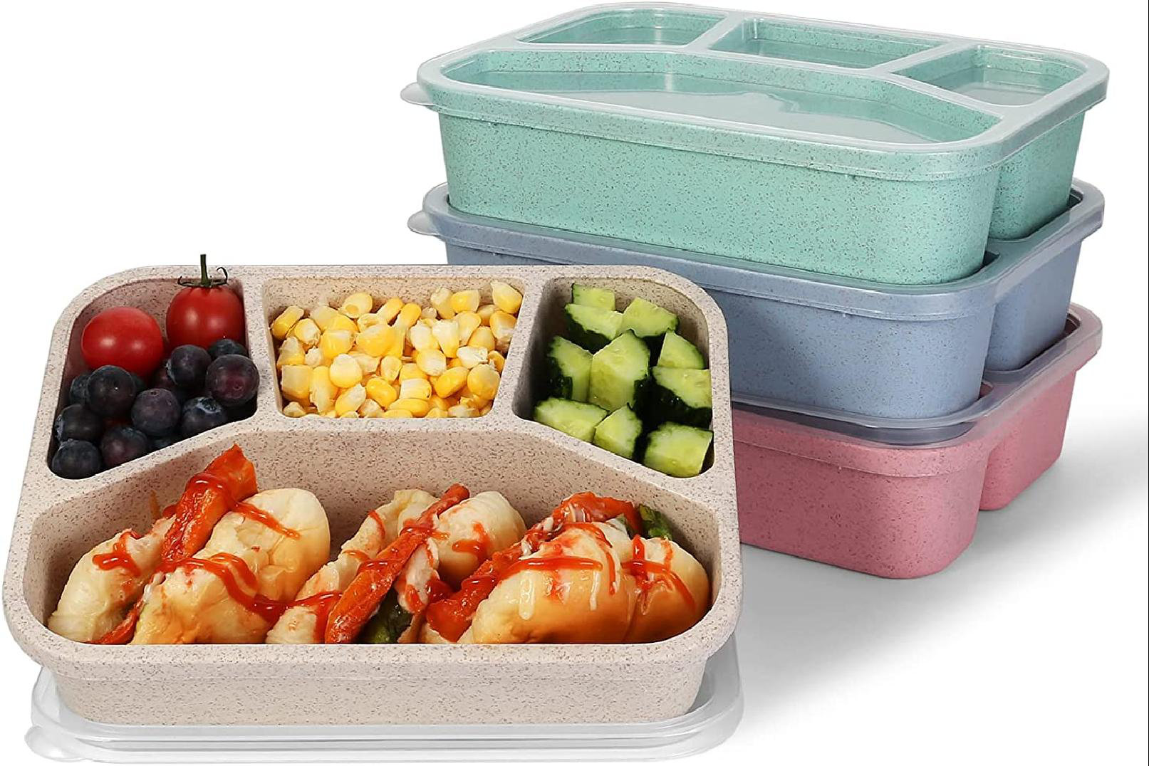 4-Compartment Snack Bento box,Party Platter, Reusable Food Containers for Kids and Adults,Meal Prep Container,Bento Lunch Boxes,Clear