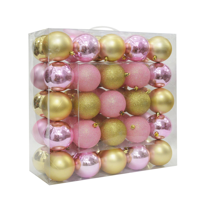 Ornement boule de Noël brillant scintillant, Or / rose