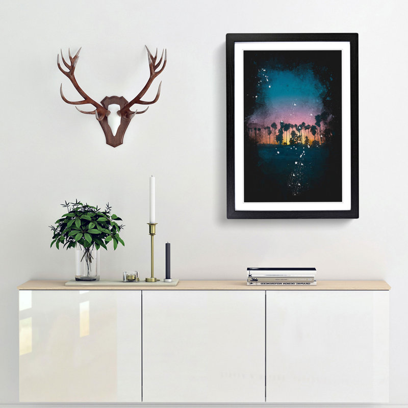 Palm Trees in Santa Barbara - Picture Frame Graphic Art Print, 63cm H x 45cm W x 2cm D, Black Framed