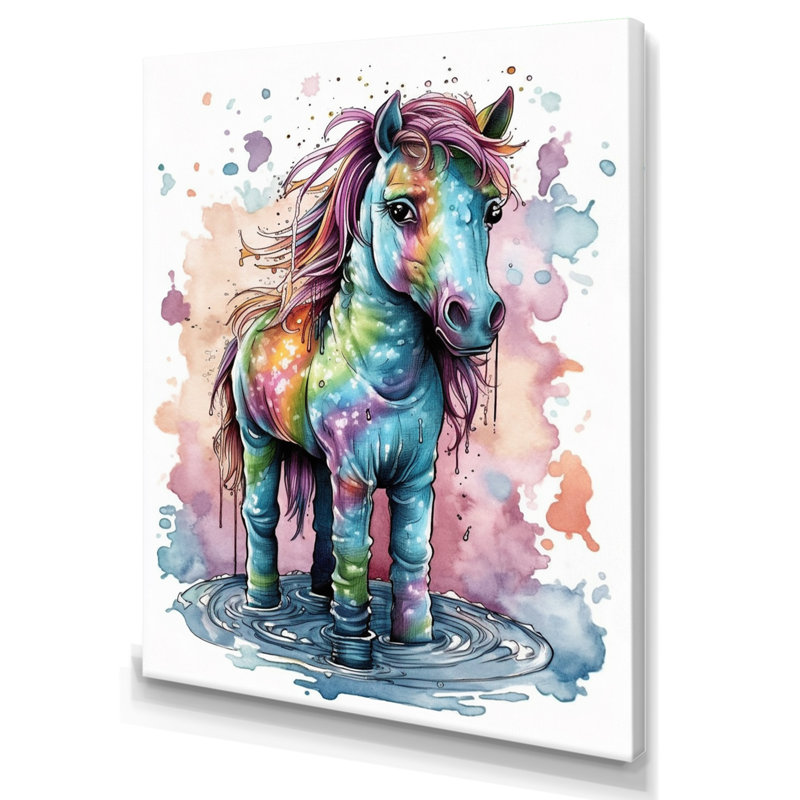 Arc-en-ciel, licorne mystique, H 20 po x l 12 po x P 1 po, Toile tendue