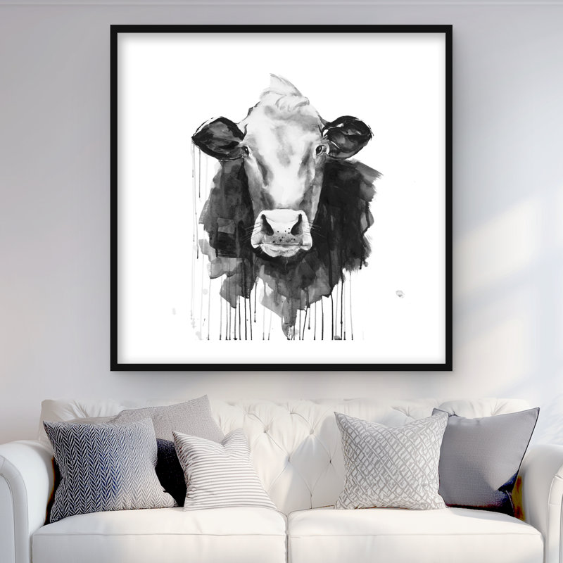 Imprimé mat de cuisine de vache, H 36 po x l 36 po, Noir