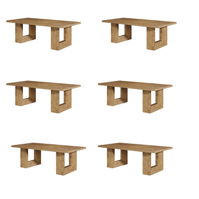 6 Pcs Dining Table For 8 People, 63-Inch Brown Rectangular Kitchen Table With Strong Geometric Frame, Industrial Large Long Dining Room Table For Big Family Sets Of 6