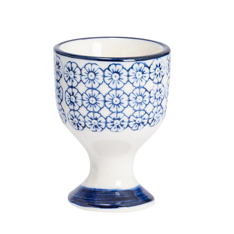 Nicola Spring - Hand-Printed Egg Cups - Navy - Set of 6