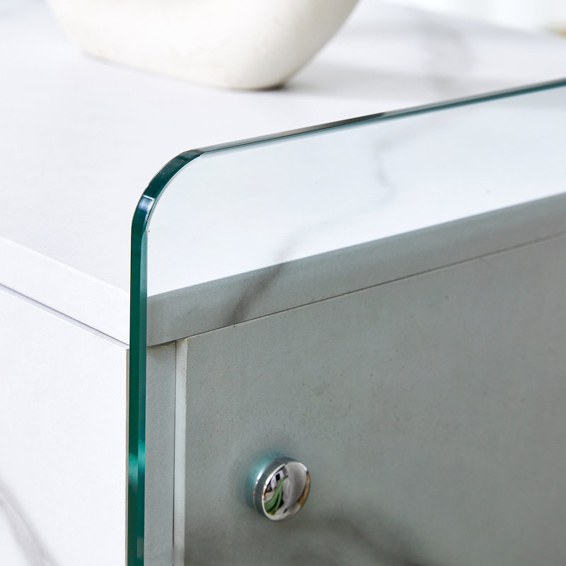 Glass Side Table With Drawers