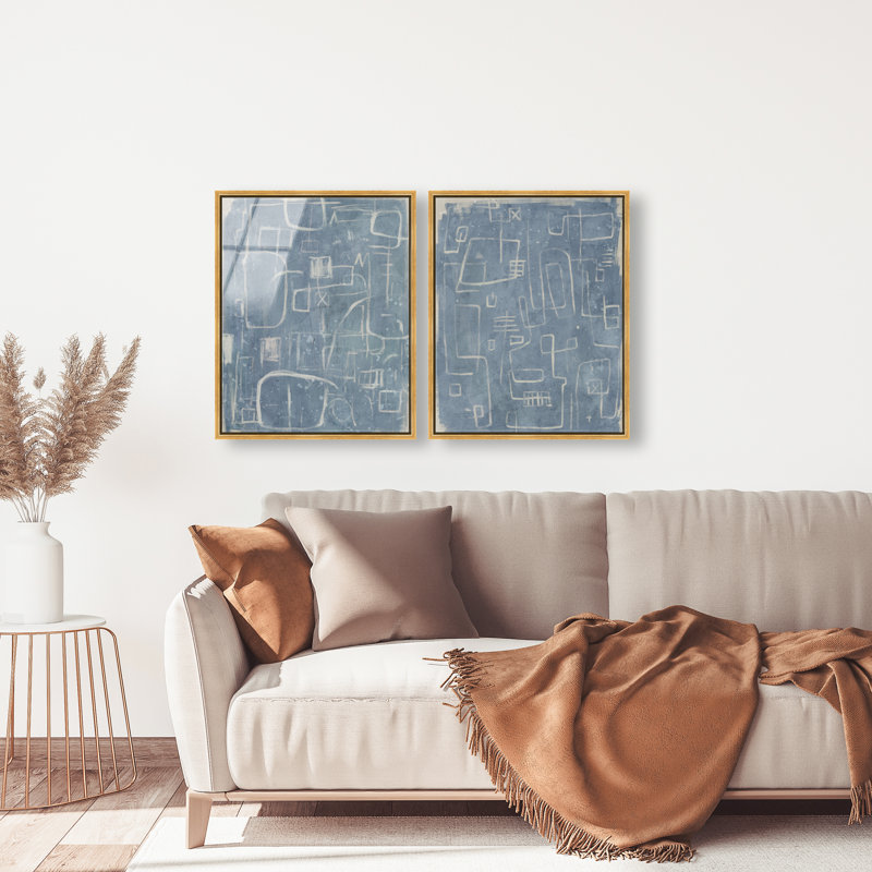 Lines And Ideas Set Set by Oliver Gal, 21"H x 25"W, Gold Floater Frame