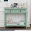 Console d'inspiration rétro avec deux tiroirs et une tablette inférieure, parfaite pour un rangement élégant-1868672143