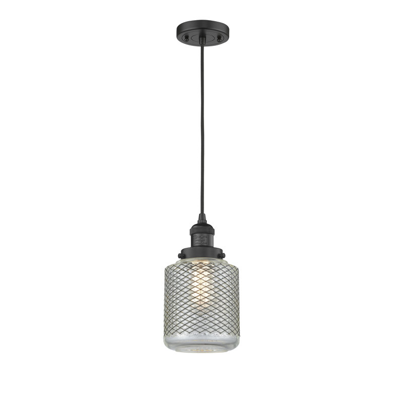 Luminaire suspendu cylindrique 1 lumière Iyana, Ampoule non incluse, Noir mat