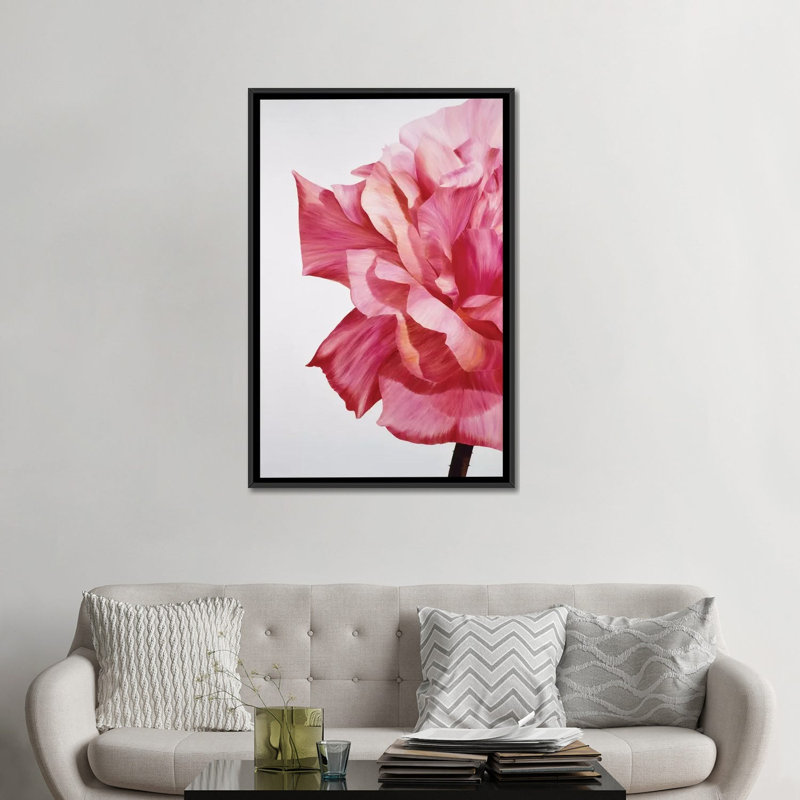 « rose double i », impression sur toile, H 26 po x l 18 po x P 1,5 po, Toile avec cadre noir, Pas de tapis