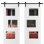 Ensemble de portes de grange doubles modernes 6999 Blanc soie avec miroir, rail de 4 m (13 pi), portes intérieures à panneaux pleins - 122 cm x 203 cm (48 po x 80 po) (2 x 61 cm x 203 cm) - Rail noir