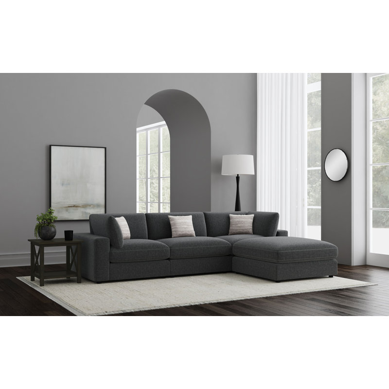 Canapé modulaire rembourré 4 pièces Artzt, Gris anthracite