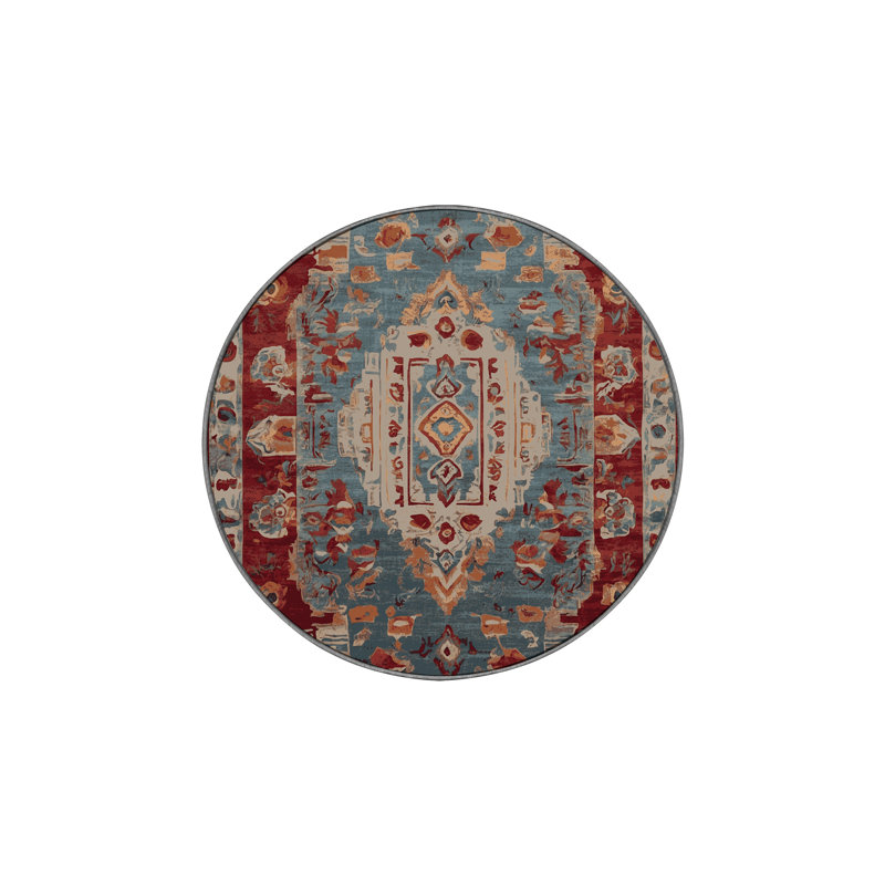 Tapis gris soyeux et moelleux, Rond 4 pi