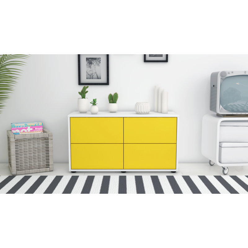 Hassan 92cm W Chest of Drawers, White/Yellow
