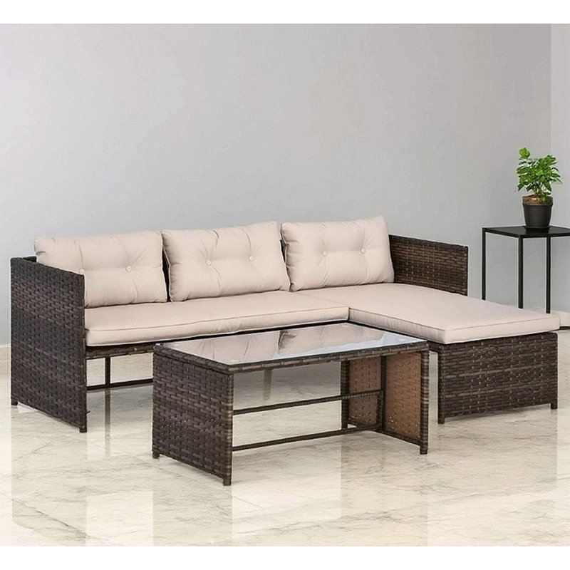 Patio Furniture Set, Rattan Outdoor Sofa Set, Brown