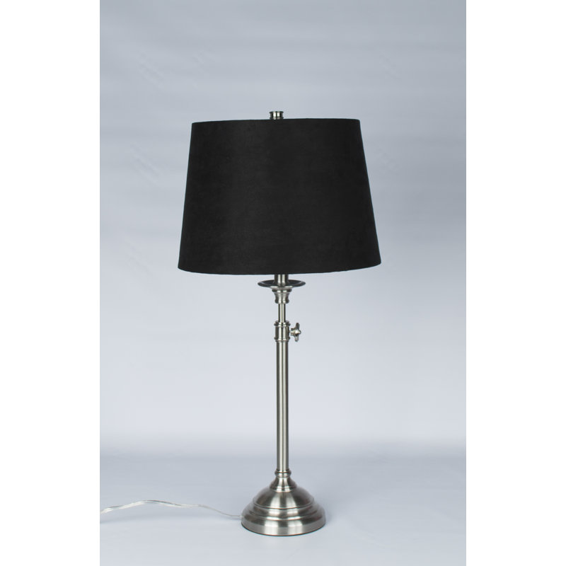 Lampe de table 30 ", Suède noir, Nickel brossé