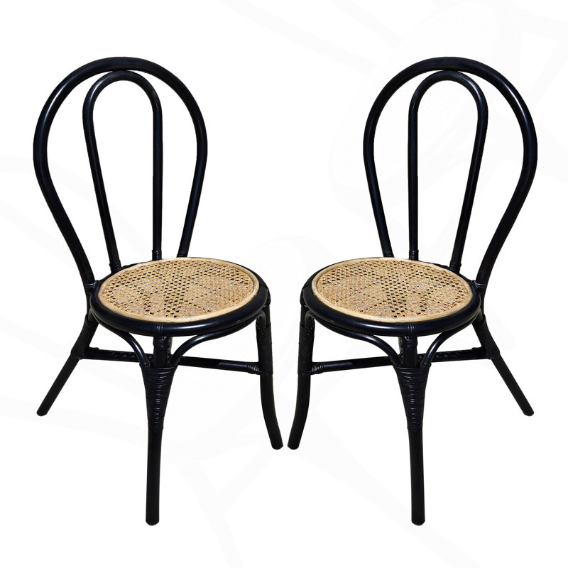 Ensemble de 2, 15 x 5. 5 x 35. Chaise de salle à manger 5 "en rotin noir