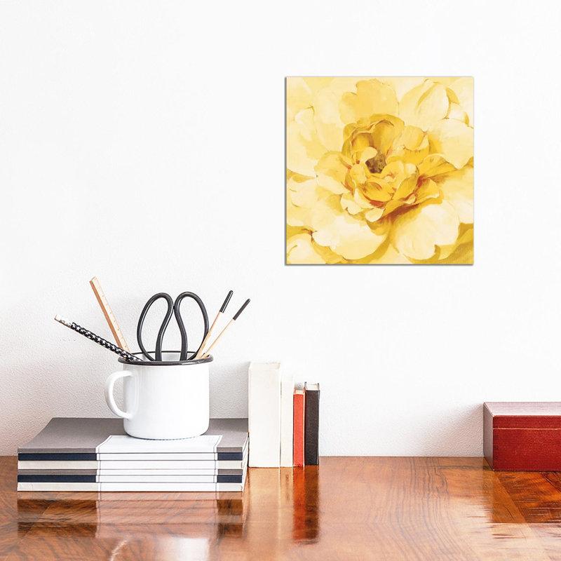 Pivoine jaune, H 12 po x l 12 po x P 1,5 po