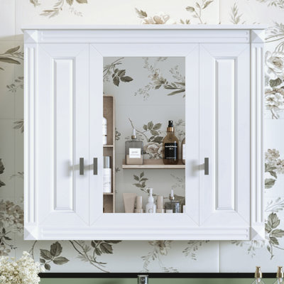 Armoire de salle de bain murale avec porte miroir et 4 tablettes
