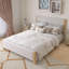 Base de lit tapissier moderne avec tête de lit capitonnée et pieds en bois massif de style moderne Mid-Century-109686825