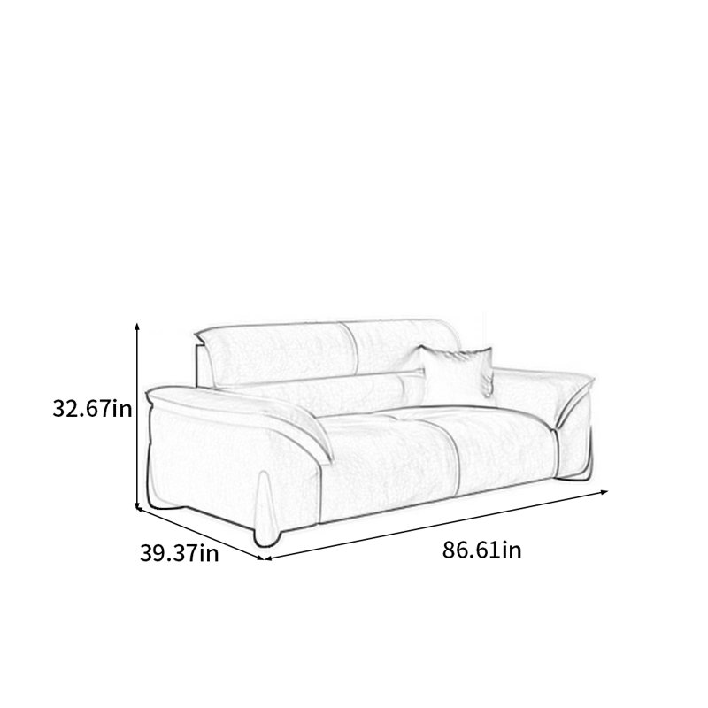 Petit canapé moderne et minimaliste en tissu, H 32,67 po x l 86,61 po x P 39,37 po, 3