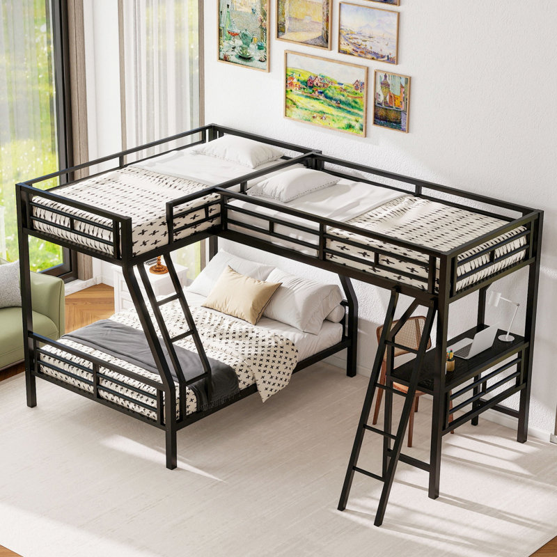 Metal Loft Bed Attached, With A Desk