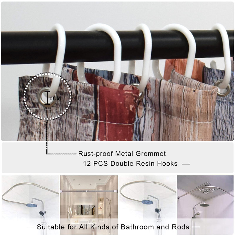 Shower Curtain with Hooks Included