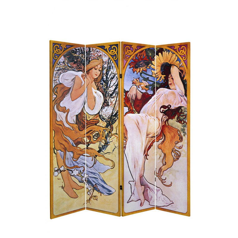 Paravent Sarno Art Nouveau Seasons, 6 pi de haut