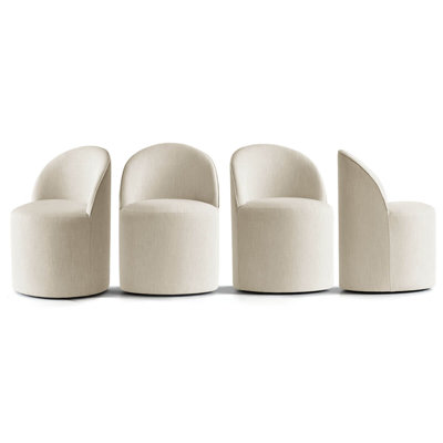 Chaise de salle à manger rembourrée pivotante en tonneau avec roulettes cachées (ensemble de 4)