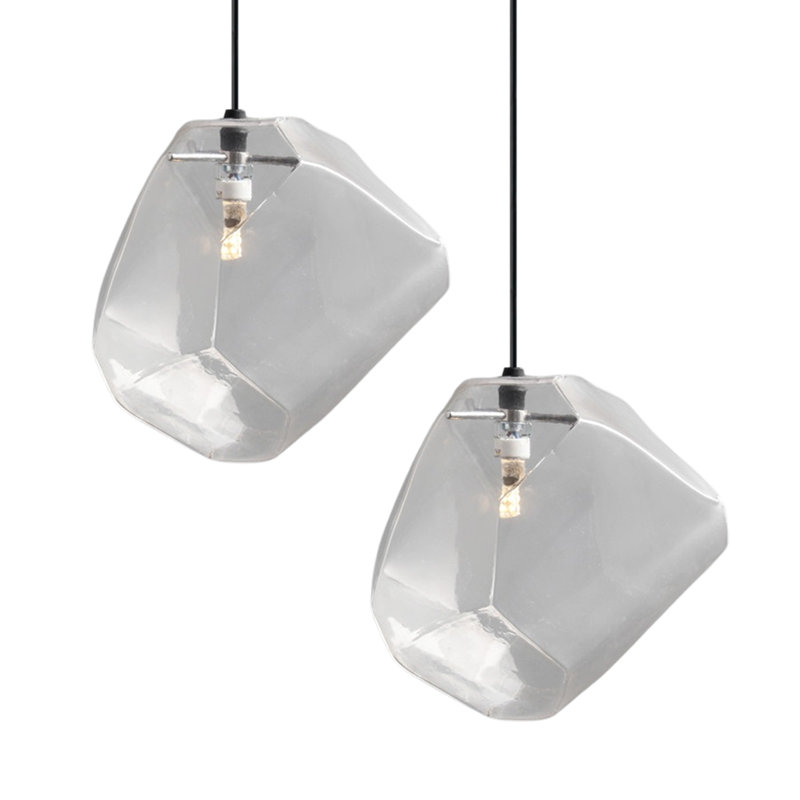 Darah - Light Matte Black Geometric Pendant, Clear