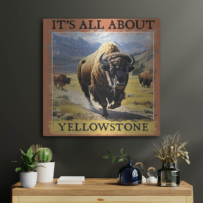  «Yellowstone» par Jim Baldwin, art mural en métal, 24 po x 24 po, H 24 po x l 24 po