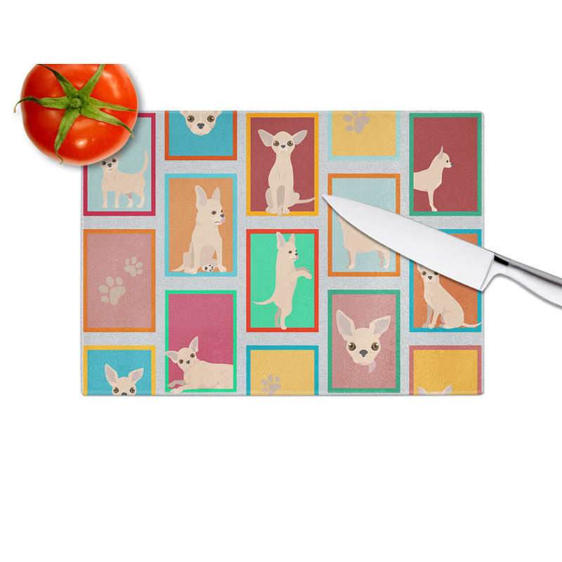 Lots of Chihuahua Glass Cutting Board Large