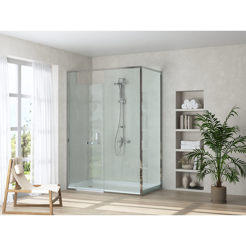 DeerValley 60" x 34" Shower Base in White with Single Threshold, Rectangle Acrylic Alcove Shower Pan for Bathroom, Left Drain Location 