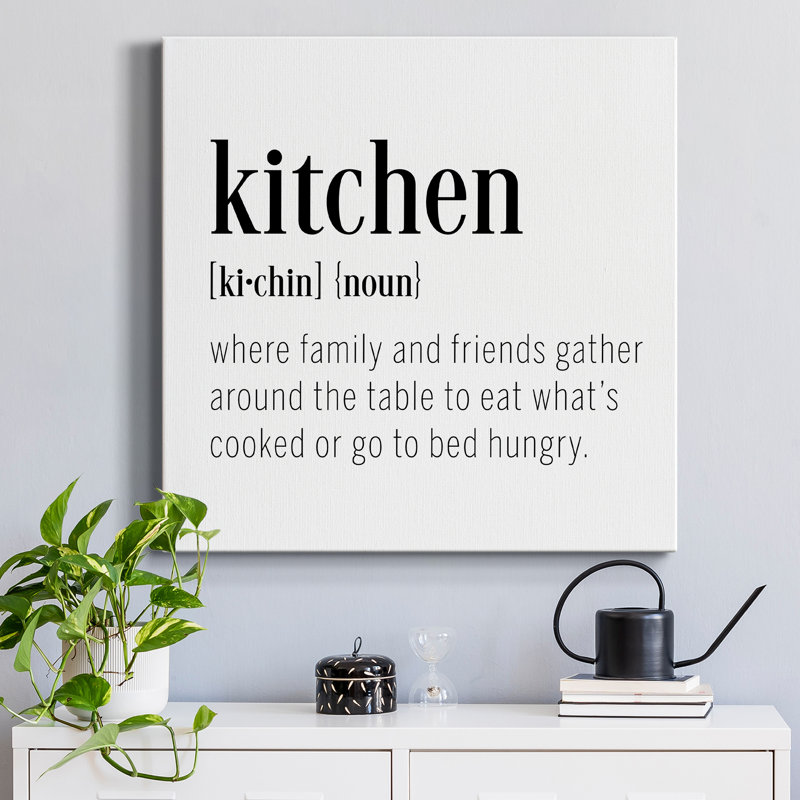 «Kitchen Définition», art textuel sur toile tendue, H 40 po x l 40 po x P 1 po