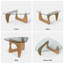 Modern Triangle Coffee Table, Tempered Glass Top & Curved Wooden Base for Living Room-416388526-416388528-416388529