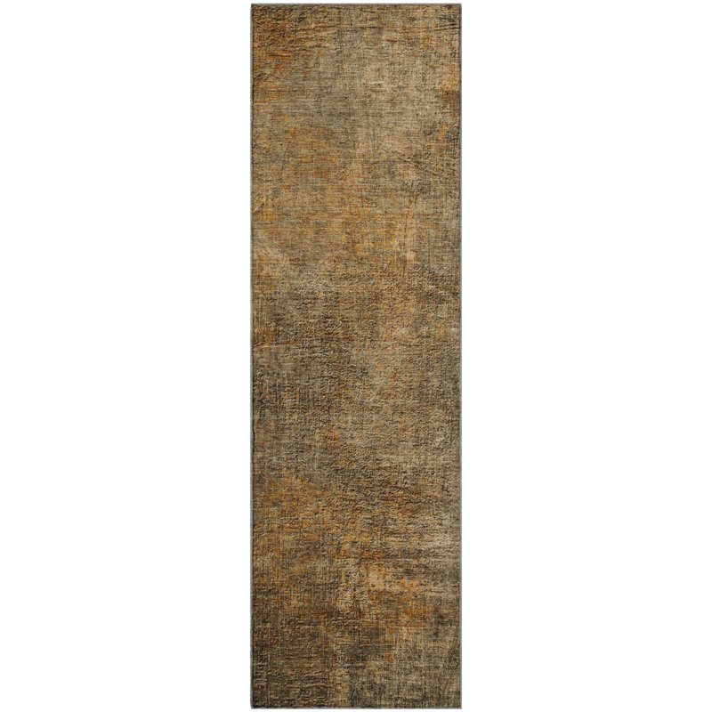 Tapis brun Cerrito AMF593 lavable à la machine de qualité supérieure, Tapis de couloir 2 pi 3 po x 7 pi 6 po