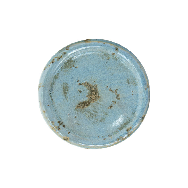 Waikiki Earthenware Tabletop Candlestick, 6.5" H x 5.5" W x 5.5" D, Blue