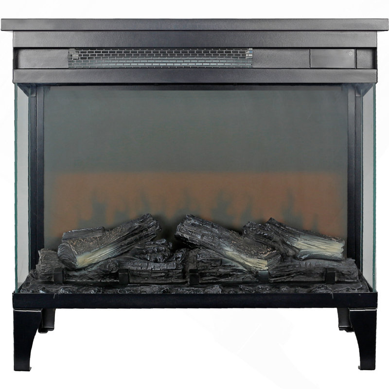 24" Three Sided Glass Electric Fireplace With Feet