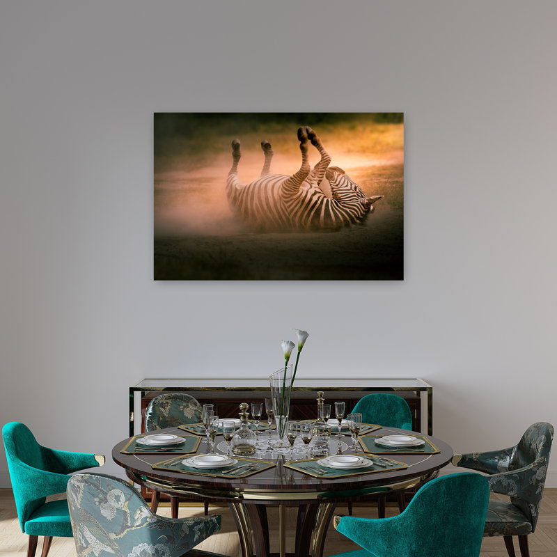 Art mural zébré contemporain, 32" H x 48" W