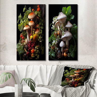Panier de champignon, peinture I - champignon, art mural en métal, ensemble de salon