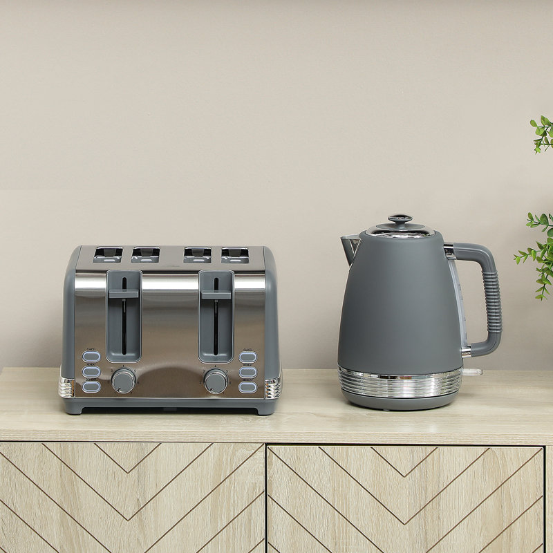Kettle and Toaster Set, Grey