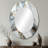 Abstract Geode Gold And White Marble V - Abstract Oval Decorative Mirror On Metal-946461757