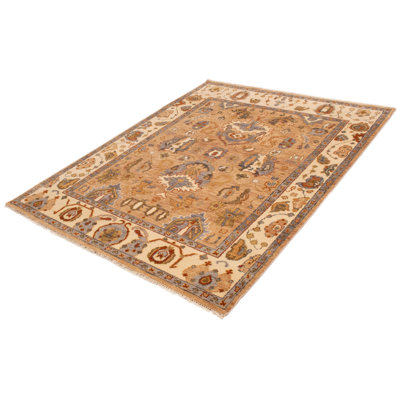 Tapis en laine brun clair noué à la main 7 pi 11 po x 10 pi 2 po Jules Serapi