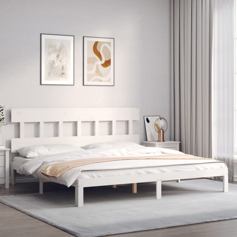 Bed Frame with Headboard, White, Small Double (4')